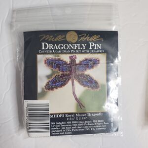 MILL HILL Royal Mauve Dragonfly Pin Counted Glass Bead Cross Stitch Kit NEW